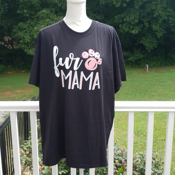 Jerzees Tops - fur MAMA black and pink shirt